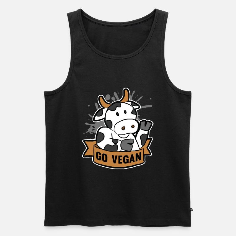 Go Vegan - Männer Premium Bio Tank Top - Schwarz