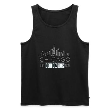 Chicago - Männer Premium Bio Tank Top - Schwarz - Vorne - AI Model Male 178 light (178cm)