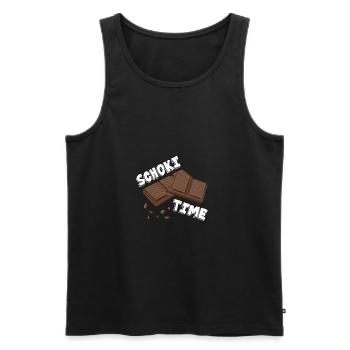 Bonbons sucrés au chocolat Schoki Time - Débardeur bio Premium Homme - noir - Devant - AI Model Male 178 light (178cm)