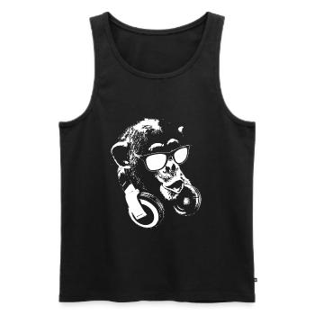 Monkey DJ White - Men's Premium Organic Tank Top - black - Front - AI Model Male 178 light (178cm)