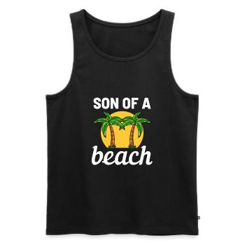 Summer vacation Tropical beach - Men's Premium Organic Tank Top - black - Front - AI Model Male 178 light (178cm)