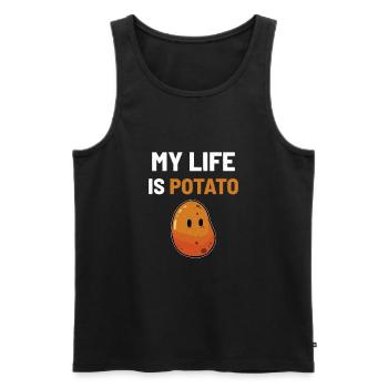 Pommes de terre végétalien végétarien - Débardeur bio Premium Homme - noir - Devant - Michal (187cm)
