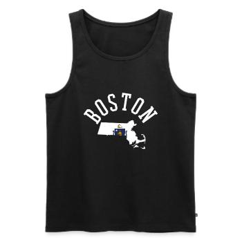 Boston USA Amérique drapeau drapeau armoiries - Débardeur bio Premium Homme - noir - Devant - AI Model Male 178 light (178cm)