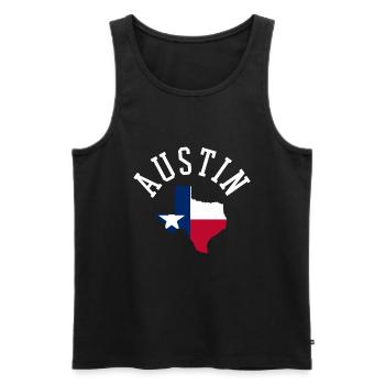 Texas Austin Wappen - Männer Premium Bio Tank Top - Schwarz - Vorne - AI Model Male 178 light (178cm)