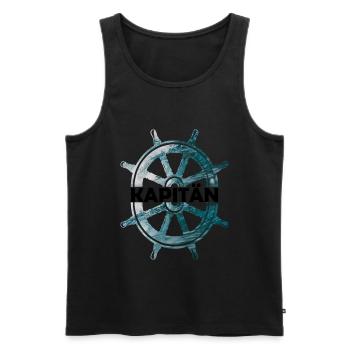 KAPITÄN - Männer Premium Bio Tank Top - Schwarz - Vorne - AI Model Male 178 light (178cm)