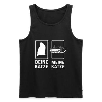Deine Katze Meine Panzer Panzerfahrer - Männer Premium Bio Tank Top - Schwarz - Vorne - Michal (187cm)