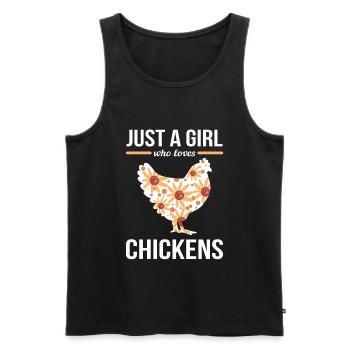 Poulet Poulet Coq Juste une fille qui aime le poulet - Débardeur bio Premium Homme - noir - Devant - Michal (187cm)