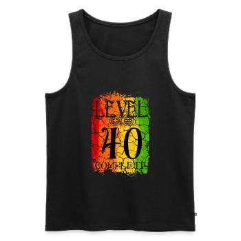 40th Birthday Gamer Level 40 complete - Men's Premium Organic Tank Top - black - Front - AI Model Male 178 light (178cm)