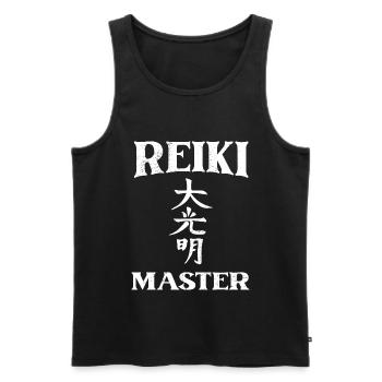 Maître Reiki | Ésotérisme Spiritualité Cadeaux - Débardeur bio Premium Homme - noir - Devant - Michal (187cm)
