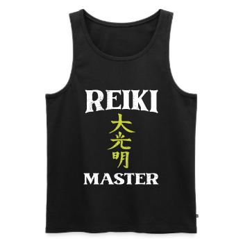 Maître Reiki | Ésotérisme Spiritualité Cadeaux - Débardeur bio Premium Homme - noir - Devant - Michal (187cm)