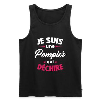 Je suis une Pompier qui déchire - Débardeur bio Premium Homme - noir - Devant - Michal (187cm)