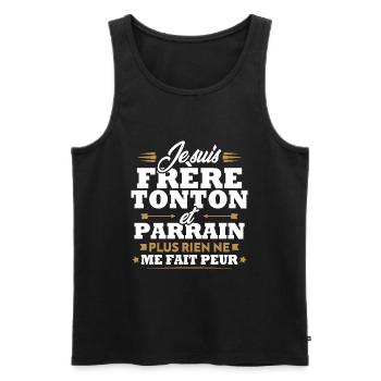 Frère tonton et Parrain - Débardeur bio Premium Homme - noir - Devant - Michal (187cm)
