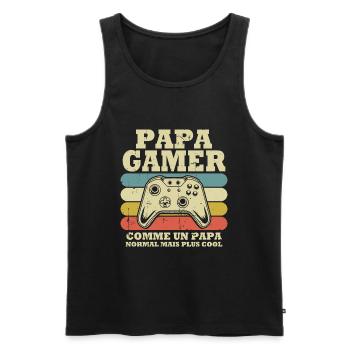 Papa gamer comme un papa normal - Débardeur bio Premium Homme - noir - Devant - Michal (187cm)