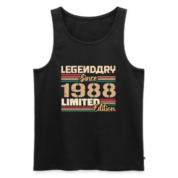 Millésime 1988 1988 Anniversaire né en 1988 - Débardeur bio Premium Homme - noir - Devant - Michal (187cm)