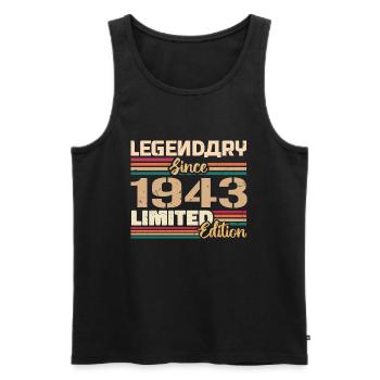 1943 Millésime 1943 Anniversaire Né En 1943 - Débardeur bio Premium Homme - noir - Devant - Michal (187cm)