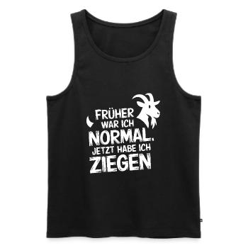 Früher war ich normal jetzt habe ich Ziegen - Männer Premium Bio Tank Top - Schwarz - Vorne - Michal (187cm)