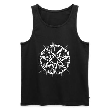 Pentagramme déchiré signe occulte - Débardeur bio Premium Homme - noir - Devant - AI Model Male 178 light (178cm)