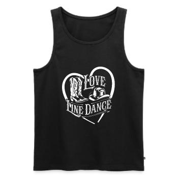 Love Line Dance J’aime la danse en ligne avec le cœur - Débardeur bio Premium Homme - noir - Devant - AI Model Male 178 light (178cm)