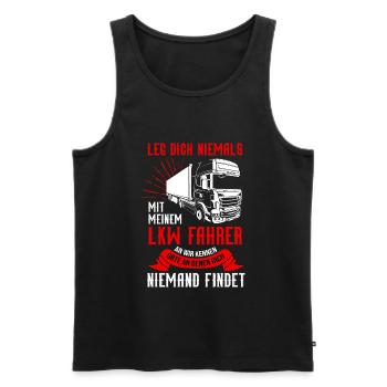 Leg dich niemals mit einem LKW Fahrer an - Männer Premium Bio Tank Top - Schwarz - Vorne - AI Model Male 178 light (178cm)