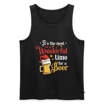 Funny Christmas Beer Party Celebrate Apres Ski - Men's Premium Organic Tank Top - black - Front - Michal (187cm)