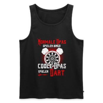 Dart Opa - Männer Premium Bio Tank Top - Schwarz - Vorne - Michal (187cm)