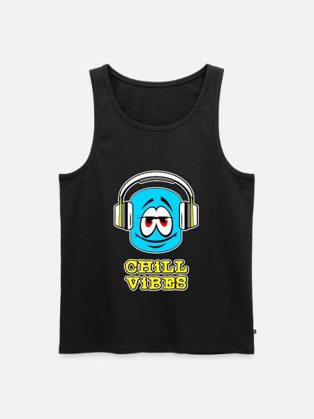 Chill Vibes mit Kopfhörern - Männer Premium Bio Tank Top - Schwarz