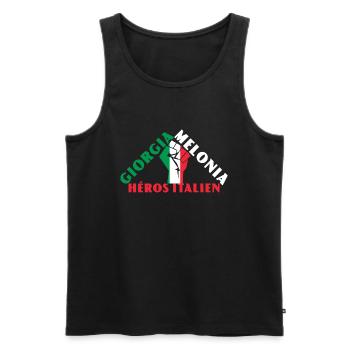 Georgia Meloni Italienische Heldin - Männer Premium Bio Tank Top - Schwarz - Vorne - AI Model Male 178 light (178cm)