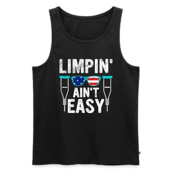 Gebrochenes Bein Spruch - Fraktur Gipsbein - Männer Premium Bio Tank Top - Schwarz - Vorne - AI Model Male 178 light (178cm)