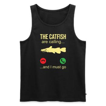 Catfish Telefonanruf - Wels Angler - Männer Premium Bio Tank Top - Schwarz - Vorne - Michal (187cm)