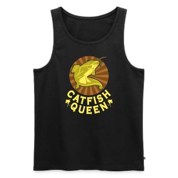 Wels Catfish Queen Fischerin Anglerin - Männer Premium Bio Tank Top - Schwarz - Vorne - Michal (187cm)