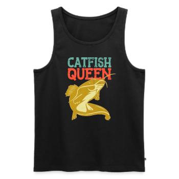 Wels Catfish Queen Fischerin Anglerin - Männer Premium Bio Tank Top - Schwarz - Vorne - Michal (187cm)