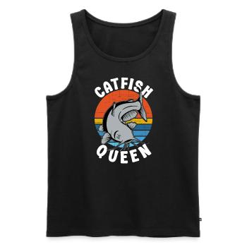 Wels Catfish Queen Fischerin Anglerin - Männer Premium Bio Tank Top - Schwarz - Vorne - Michal (187cm)