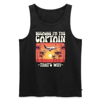 Because I'm the captain Pilot Flight Captain Flyer - Men's Premium Organic Tank Top - black - Front - Michal (187cm)