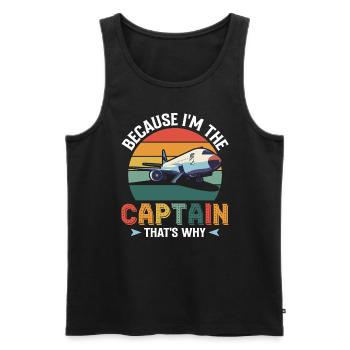 Because I'm the captain Pilot Flight Captain Flyer - Men's Premium Organic Tank Top - black - Front - Michal (187cm)