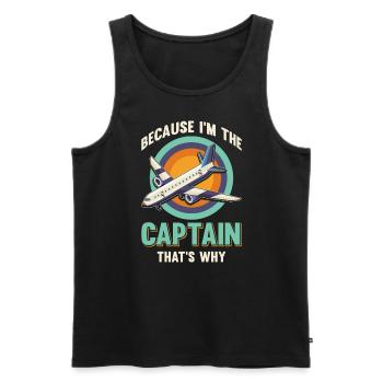 Parce que je suis le commandant de bord Pilot Flight Captain Flyer - Débardeur bio Premium Homme - noir - Devant - Michal (187cm)