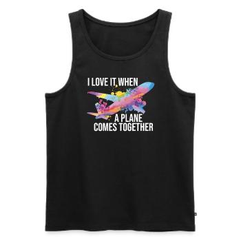 Love It Plane vient pour un pilote cargo - Débardeur bio Premium Homme - noir - Devant - AI Model Male 178 light (178cm)