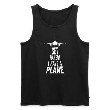 Get Naked Funny Pilot Joke - Men's Premium Organic Tank Top - black - Front - AI Model Male 178 light (178cm)