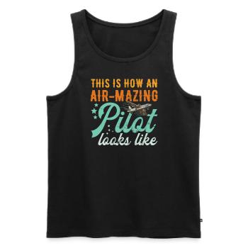 Aircraft Pun Airmazing Pilot - Airline Pilot - Men's Premium Organic Tank Top - black - Front - AI Model Male 178 light (178cm)