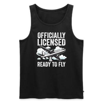 Airplane Flight License Pilot License - Men's Premium Organic Tank Top - black - Front - AI Model Male 178 light (178cm)
