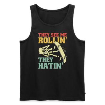 Fingerboard Hand Skateboarding Fingerboarding - Männer Premium Bio Tank Top - Schwarz - Vorne - Michal (187cm)