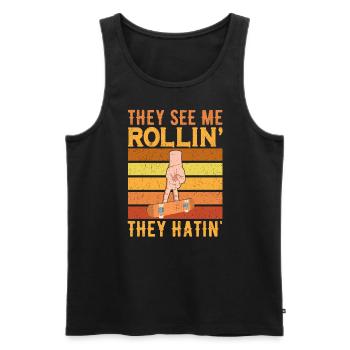 Fingerboard Finger Skateboarding Fingerboarding - Männer Premium Bio Tank Top - Schwarz - Vorne - Michal (187cm)