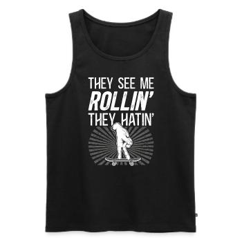 Fingerboard Finger Skateboarding Fingerboarding - Männer Premium Bio Tank Top - Schwarz - Vorne - Michal (187cm)
