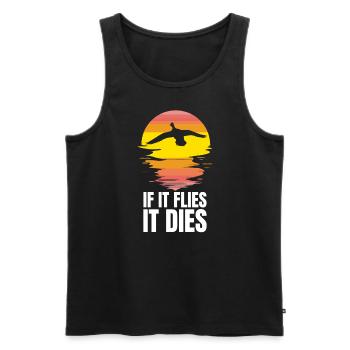 Retro bird hunting When she flies, she dies - Men's Premium Organic Tank Top - black - Front - Michal (187cm)