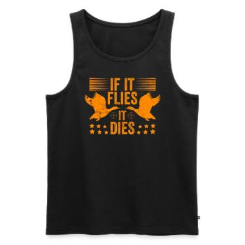 Wenn es fliegt, stirbt es Retro Vogeljagd - Männer Premium Bio Tank Top - Schwarz - Vorne - Michal (187cm)