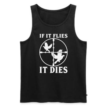 Zitat „Wenn es fliegt, stirbt es“ - Männer Premium Bio Tank Top - Schwarz - Vorne - Michal (187cm)