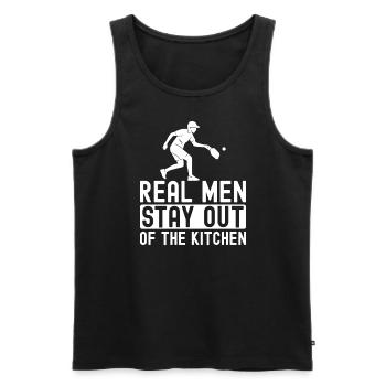 Les vrais hommes restent en dehors du pickleball de cuisine - Débardeur bio Premium Homme - noir - Devant - Michal (187cm)