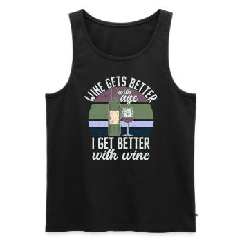 Wine Gets Better With Age Wine Toast - Men's Premium Organic Tank Top - black - Front - AI Model Male 178 light (178cm)
