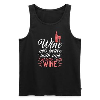 Wine Gets Better With Age Wine Toast - Men's Premium Organic Tank Top - black - Front - AI Model Male 178 light (178cm)