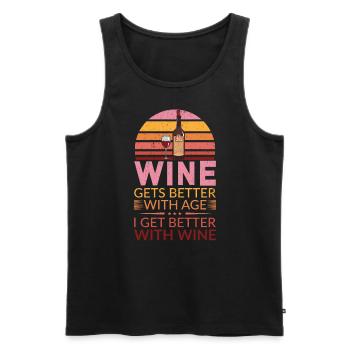 Wine Gets Better With Age Wine Toast - Men's Premium Organic Tank Top - black - Front - AI Model Male 178 light (178cm)