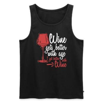Wine Gets Better With Age Wine Toast - Men's Premium Organic Tank Top - black - Front - AI Model Male 178 light (178cm)